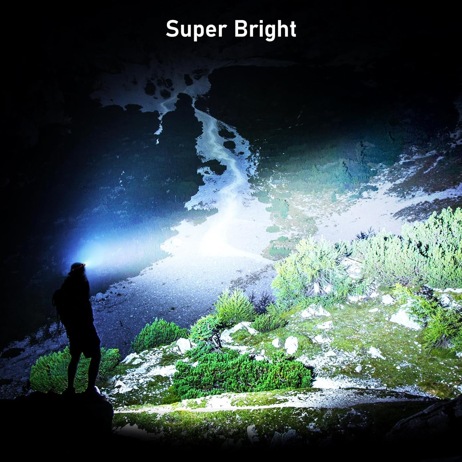 Head Torch Rechargeable, 2000L Super Bright Headlamp Waterproof Headlight with Hands Free Sensor Control&6 Lighting Modes - 30 Hrs+ Runtime,Adjustable Angle for Emergency, Running, Hiking Etc.