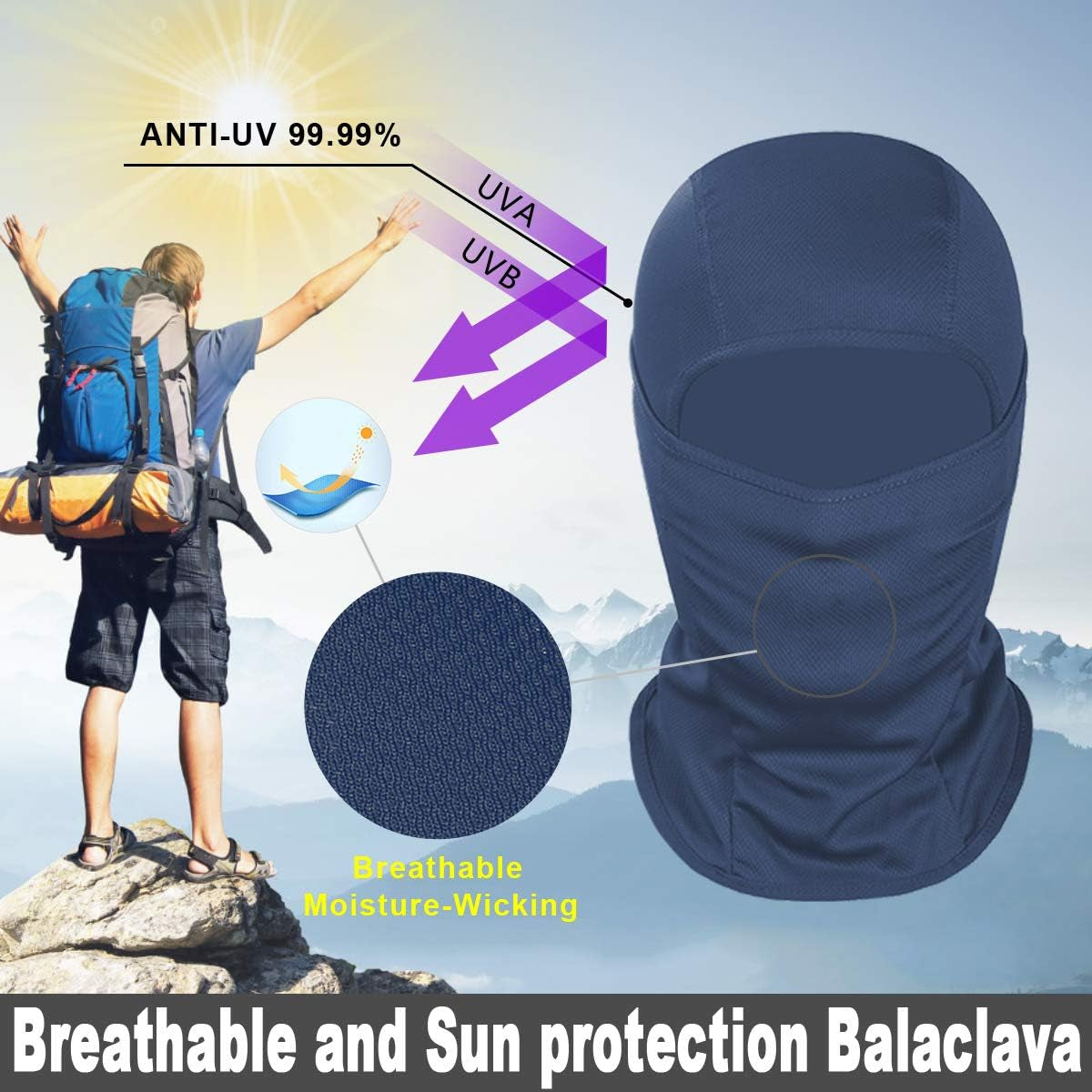 Balaclava Face Mask, Ski Mask UV Protector Lightweight for Motorcycle Cycling Running