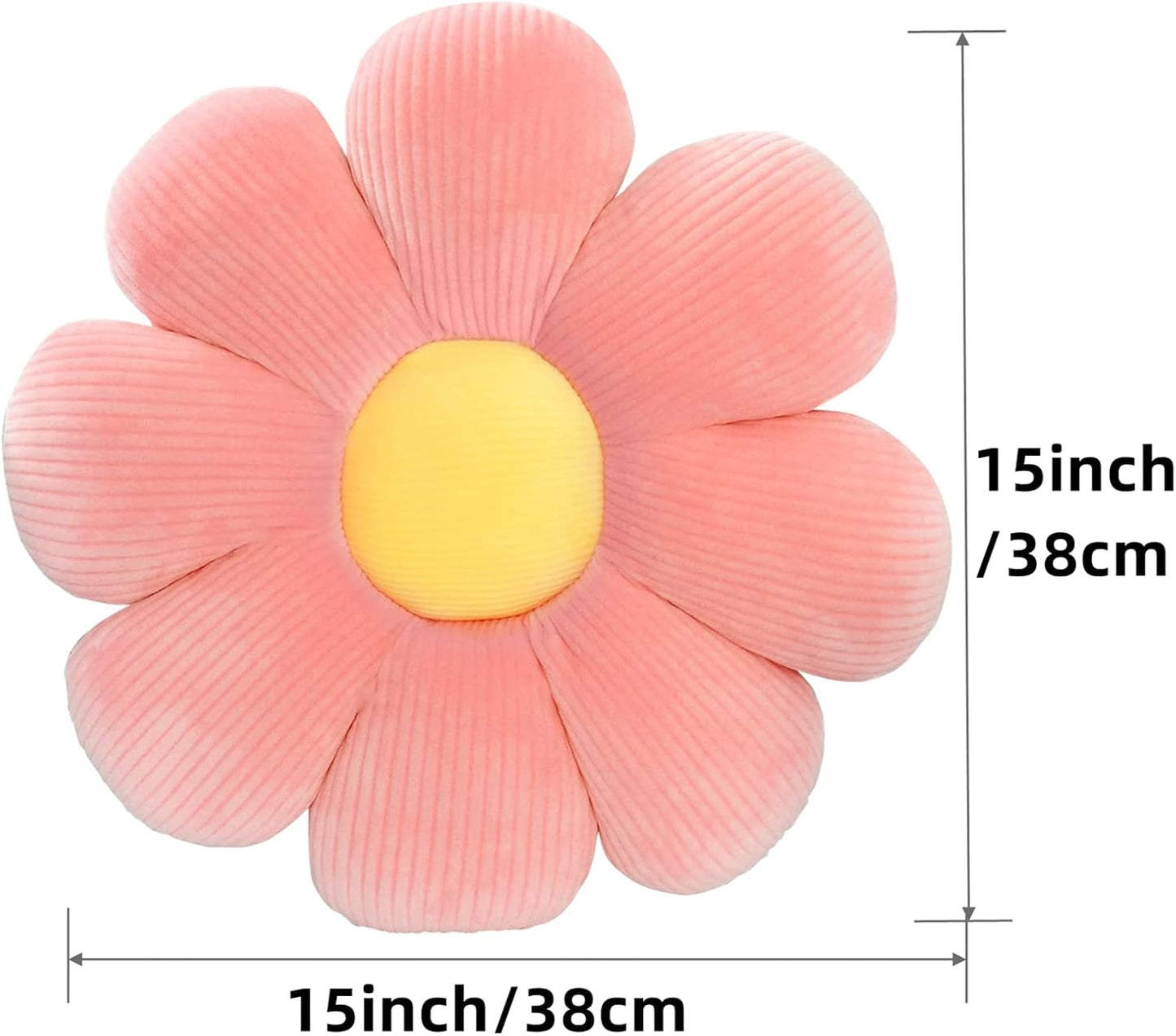 2Pcs Daisy Flower Pillow Throw Pillows, Cute Aesthetic Preppy Room Decor Flower Cushion Floor Cushions for Girls Bedroom Sofa Chair (Pink & White, 38X38Cm)