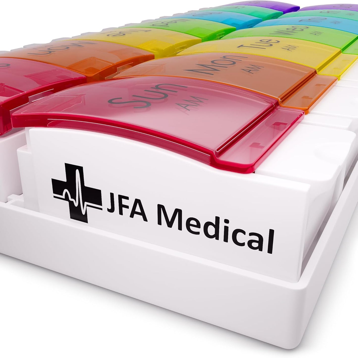 Weekly Pill Box Organiser/Reminder for Medicines Supplements, Vitamins, 7Days, 2 Compartments per Day