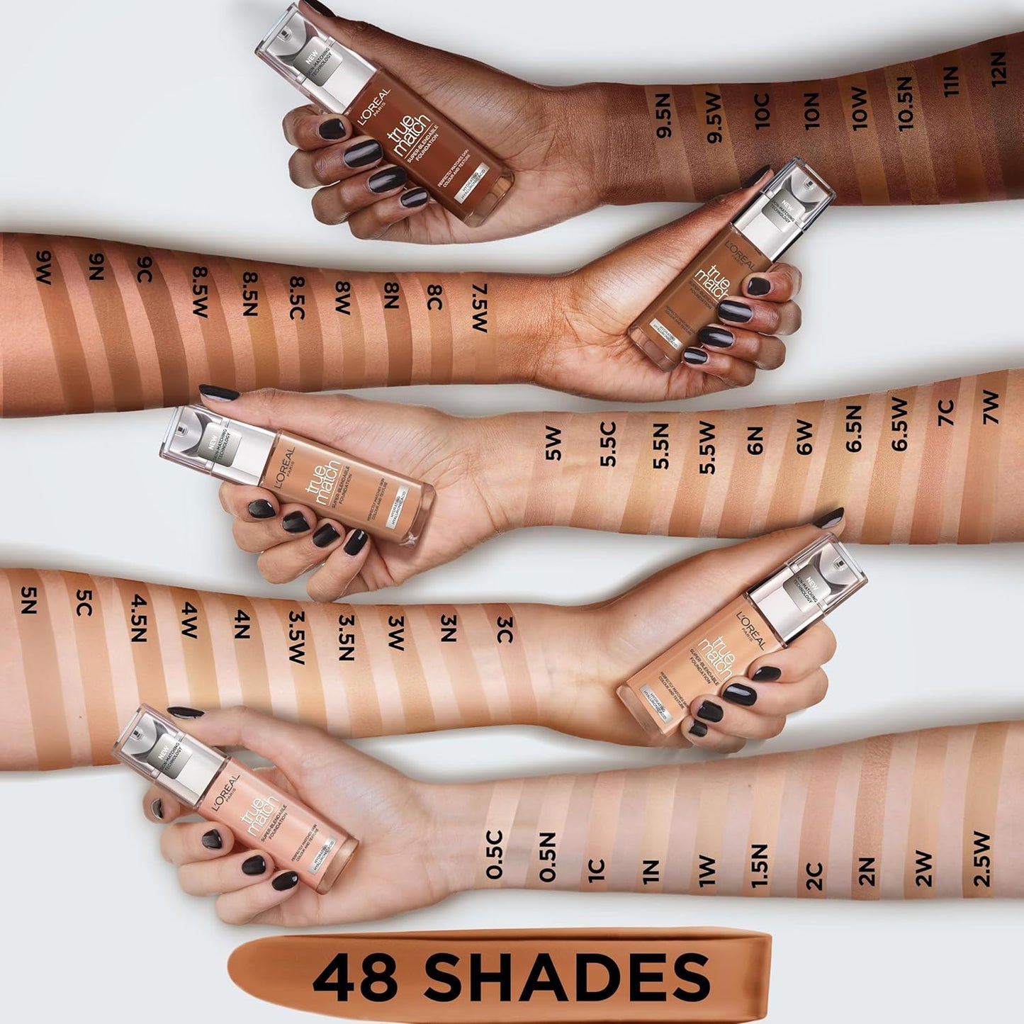 True Match Liquid Foundation, Skincare Infused with Hyaluronic Acid, SPF 16, Available in 40 Shades, 3N Creamy Beige, 30 Ml