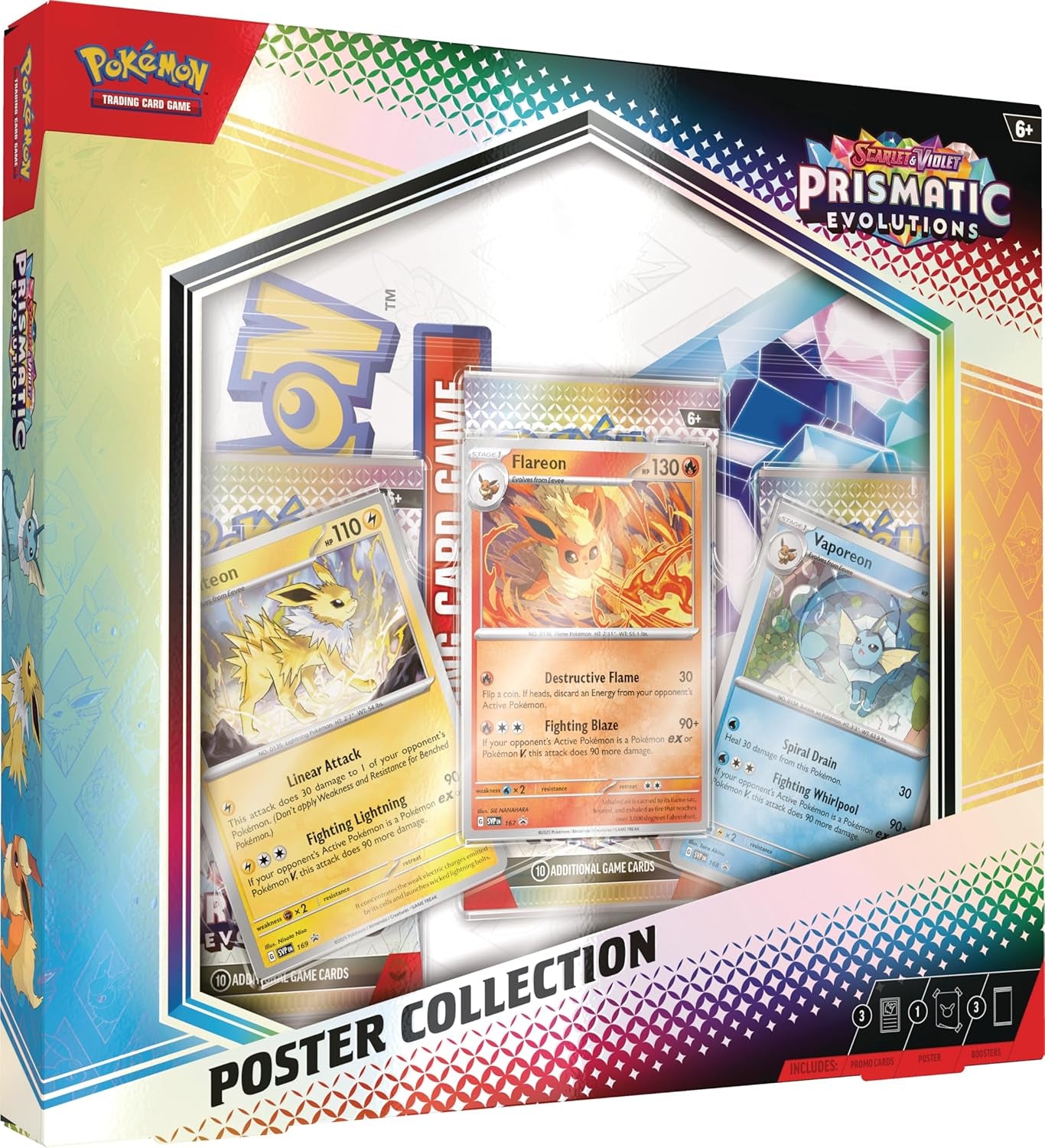 TCG: Scarlet & Violet—Prismatic Evolutions Poster Collection (3 Booster Packs & 3 Foil Promo Cards)