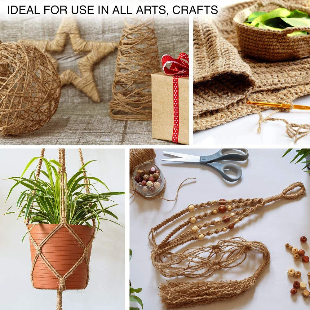 Jute Twine Biodegradable Garden Twine - 333 Feet / 101M Jute String, 3 Ply 2Mm Thickness Jute Rope for Decoration, Garden, Floristry, DIY Arts, Bundling, Crafts & Wrapping - Brown (Pack of 1)