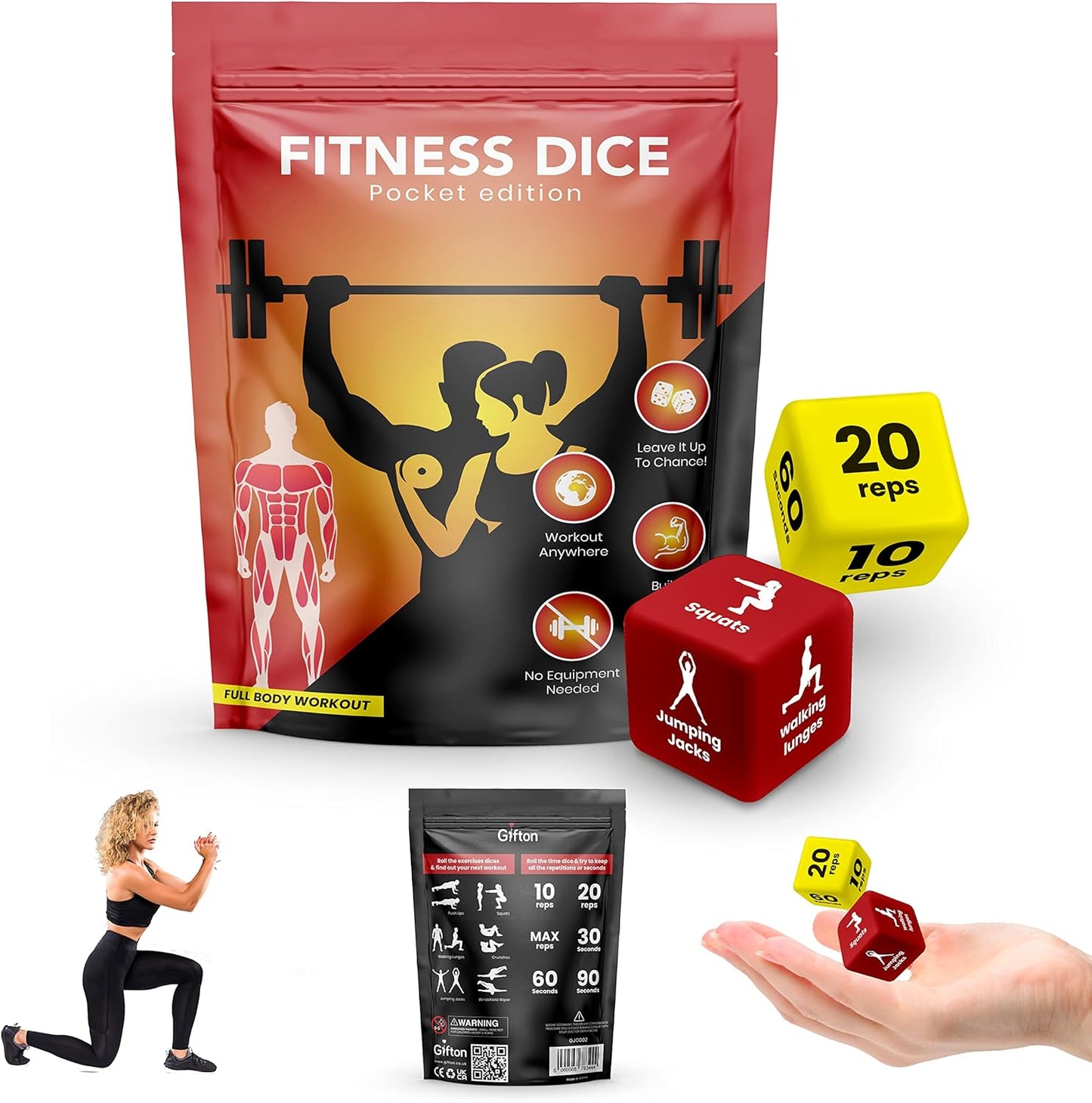 - Fitness Dice - Fun Workout Strength Training Routines - Switch up to Home Gym Outdoors - Pocket Size Exercise Decision Dices - Gift for Men Women Him Her - No Weights Require