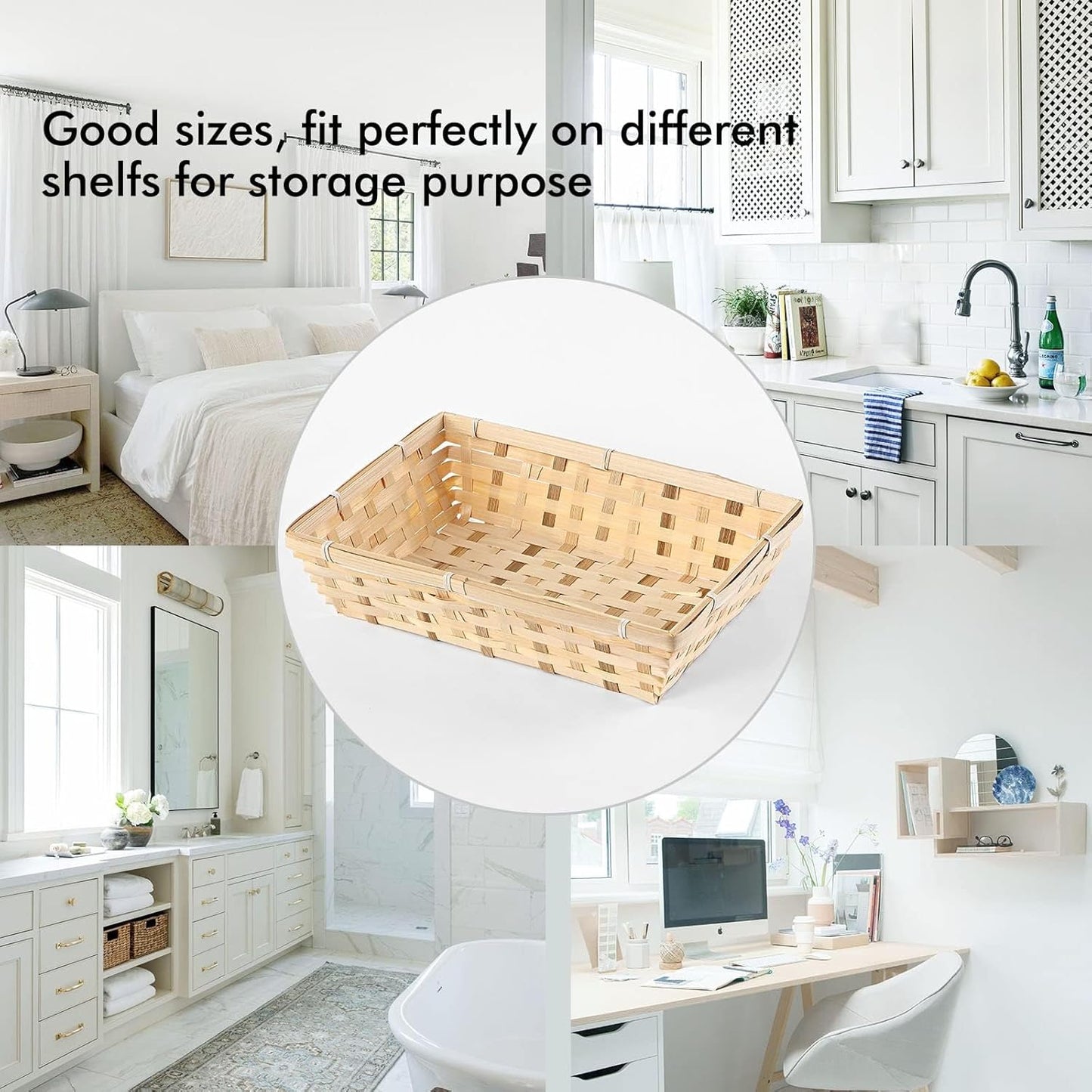 10 Pcs Natural Bamboo Basket Gift Hampers Retail Display Home Organizer (XX Large)