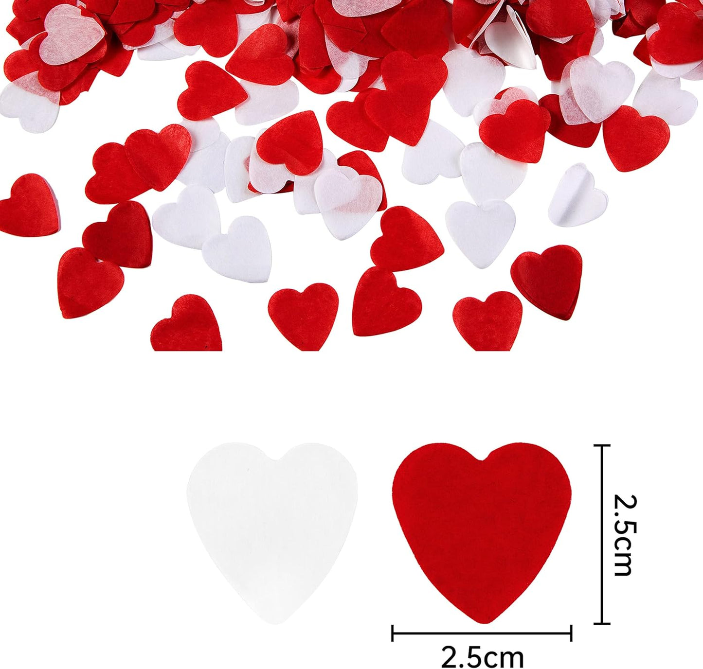 6000Pc Love Heart Confetti Paper Valentines Decorations - White and Red Heart Confetti Valentines Day Decoration - Red Paper Hearts as Engagement Party Decorations or Wedding Table Decoration