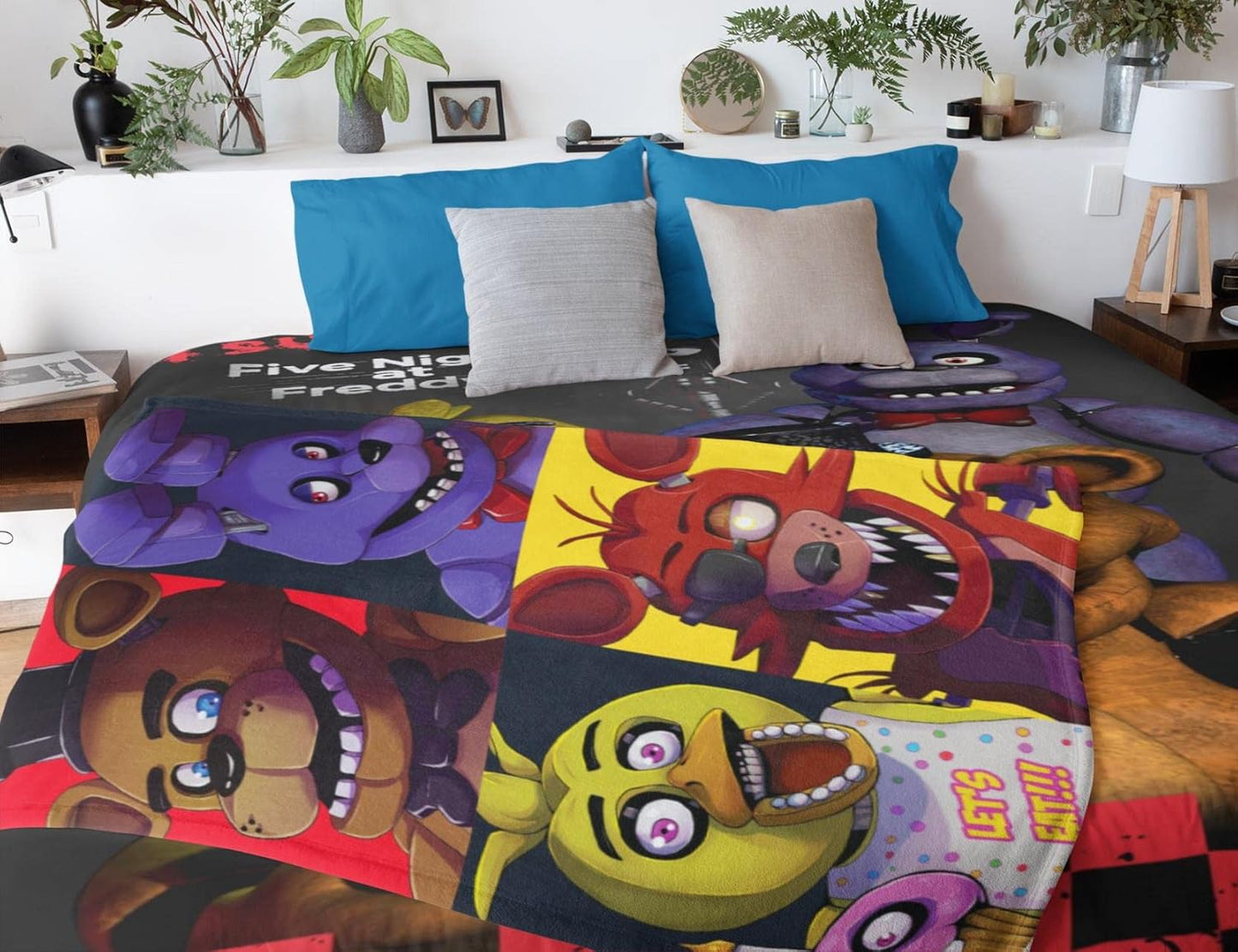 FIVE NIGHTS at FREDDY'S Fleece Blanket - Freddy Fazbear'S Design - Bed Throw Super Soft Blanket - 100% Polyester - 100 X 150Cm, Single Fleece Blanket