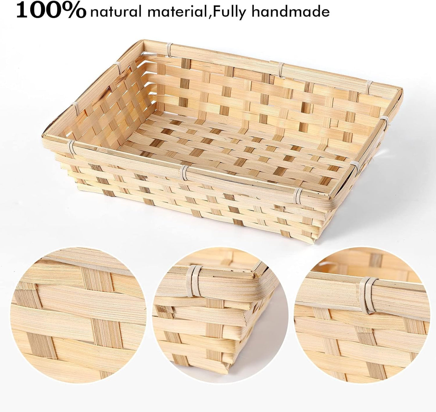 10 Pcs Natural Bamboo Basket Gift Hampers Retail Display Home Organizer (XX Large)