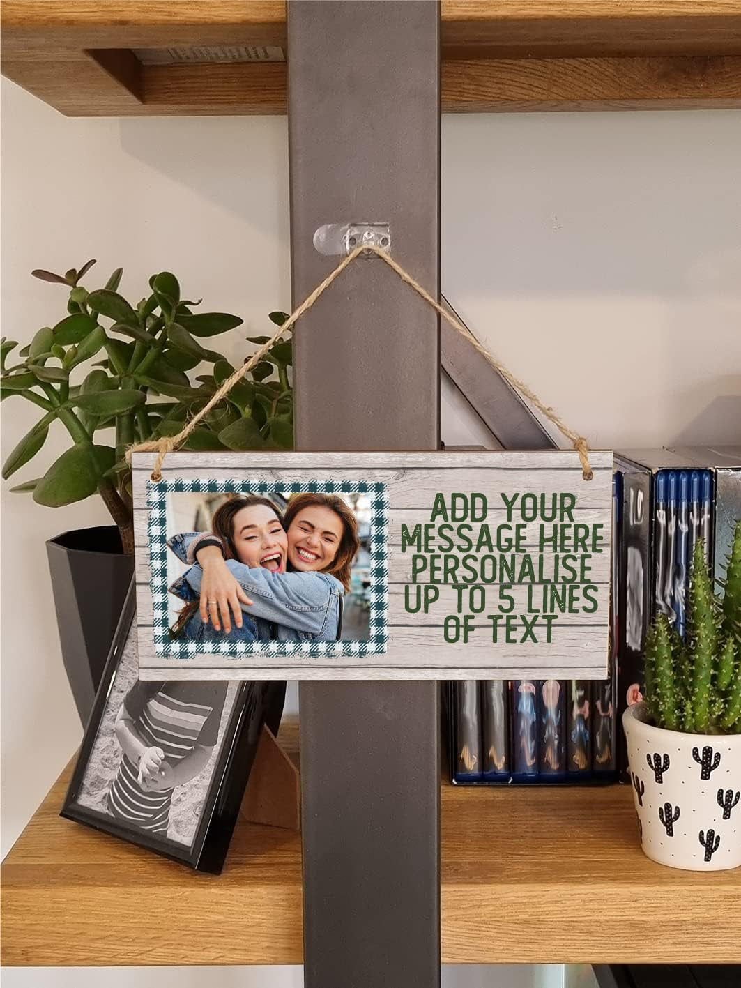 Personalised Wooden Plaque with Photo Add Your Own Message Friendship Bffs Family Door Sign Hanging Gift Home Decor