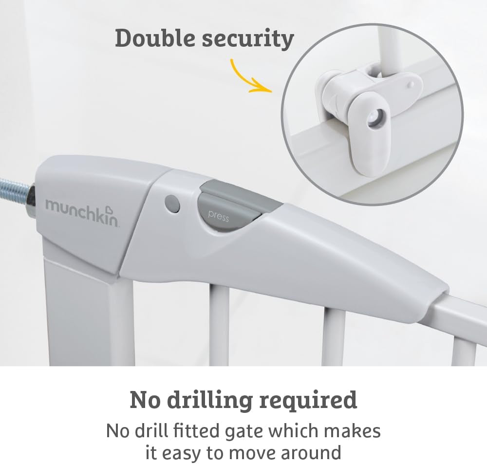 Stair Gate Maxi Secure Toddler & Baby Gate 76-82Cm Extends up to 117Cm with Separately Sold Extensions | Pressure Fit Baby Safety & Dog Gate for Doorways | No-Screw Install Child Gate, White