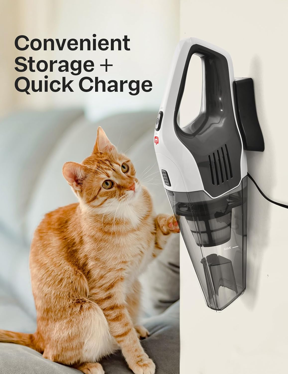 Handheld Vacuum Cleaner, Powerful Suction Portable Lightweight Hand Held Vacum Cordless with 25-30Mins Long Runtime Rechargeable Battery Quick Charge for Home Car Carpet Stairs Pet Hair Cleaning