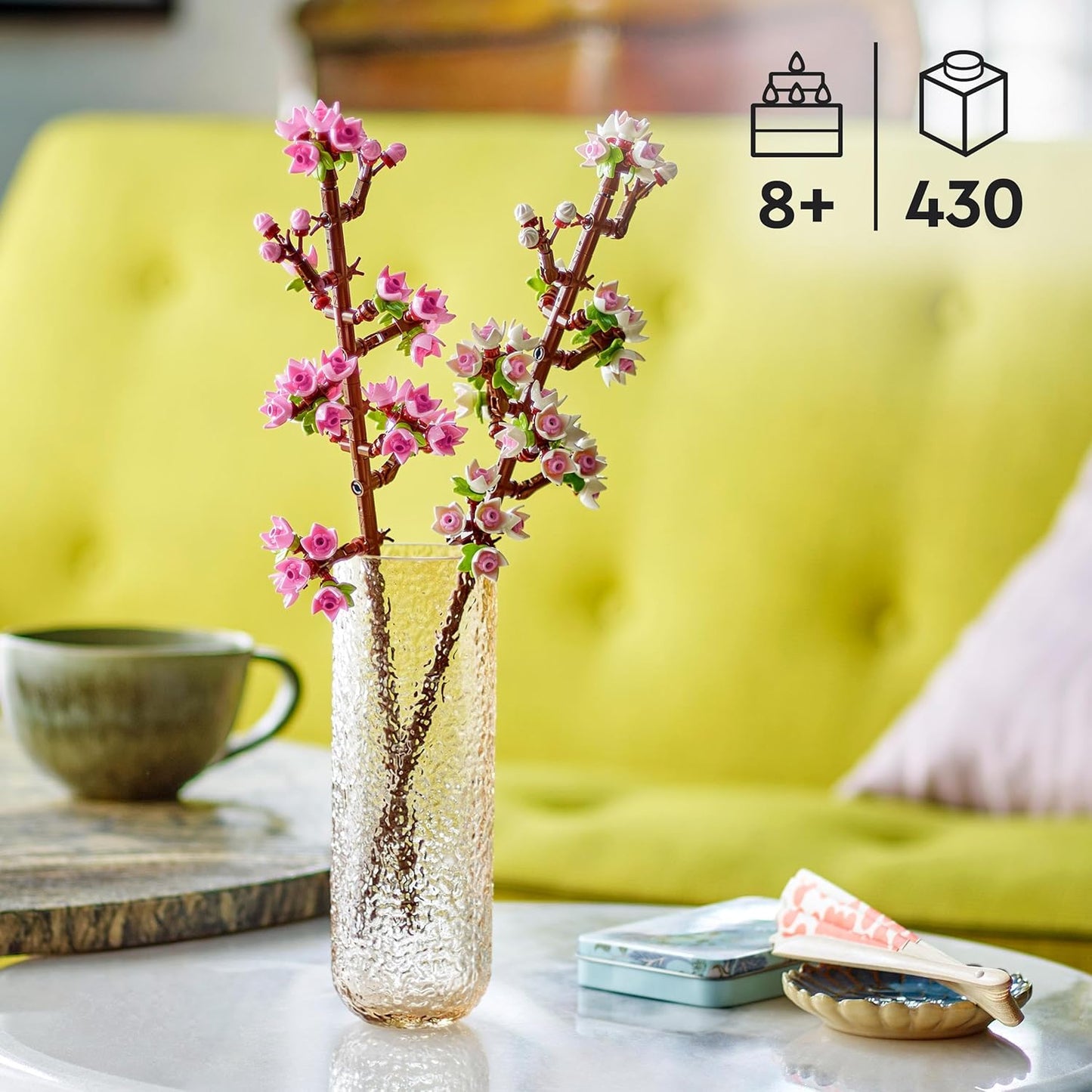 Cherry Blossoms Artificial Faux Flowers Set - Makes a Great Desk Decor Accessory or Kids' Bedroom Decoration - Gift Idea for 8 plus Year Old Girls, Boys and Teens - Valentine'S Day Treat - 40725