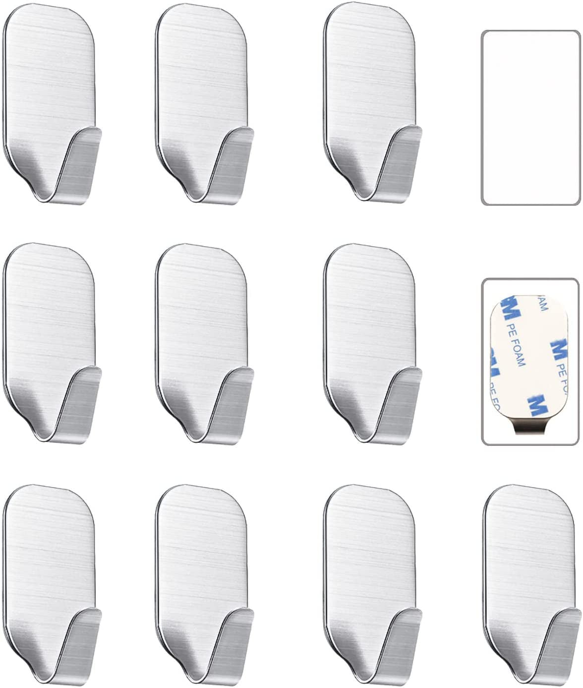 Small Sticky Hooks for Hanging Extra Strong Self Adhesive Hooks Heavy Duty Stick on Hooks for Walls, Wall Hangers without Nails, Pack of 10