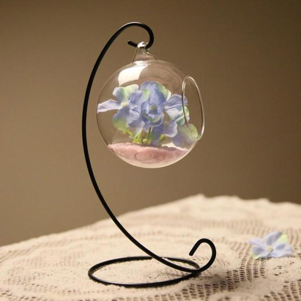 (6 Pack) Ornament Display Stand, Black Iron Hanging Stand Rack Holder for Hanging Glass Globe Air Plant Terrarium, Witch Ball, Christmas Ornament and Home Wedding Decoration