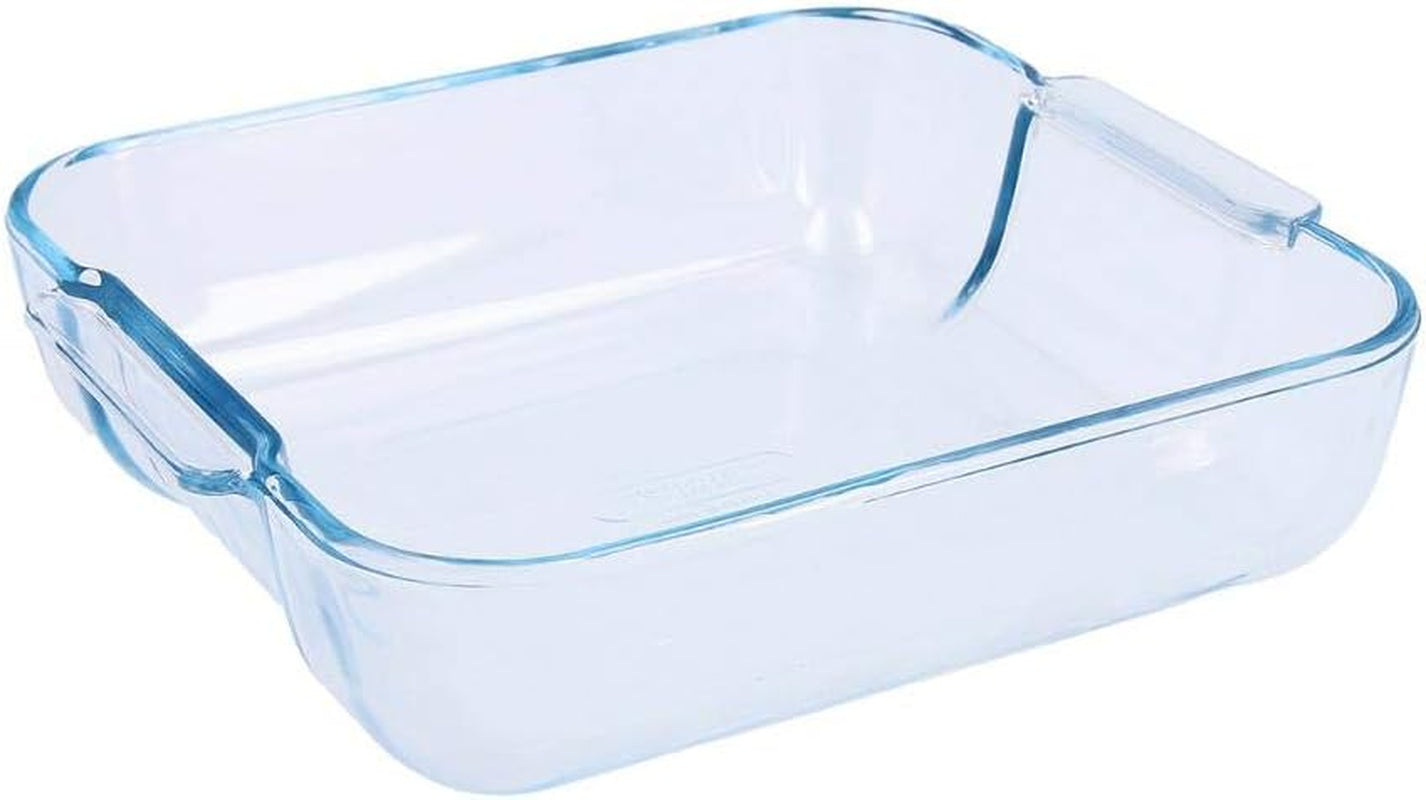 Square Glass Roasting Dish, Clear, Size: 21 X 21 Cm, Glass Square Roaster, Oven Baking Dish, Highly Thermal Resistant: Oven, Microwave & Dishwasher Safe, GD029