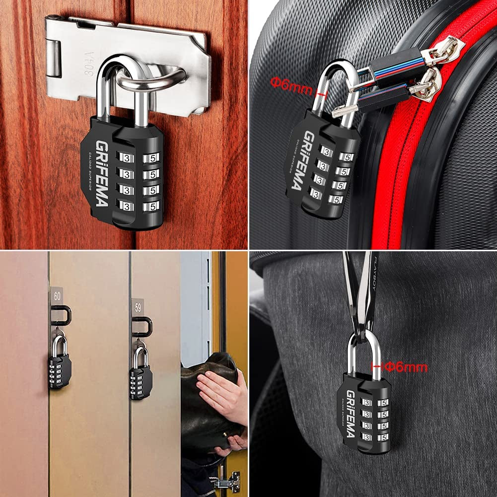 Combination Padlocks with 4 Digit Code, Locker Padlock Outdoor Heavy Duty Weatherproof for School Gym Locker Cabinet, Garage, Gate, Shed GA1001-1 (1 PACK), Black