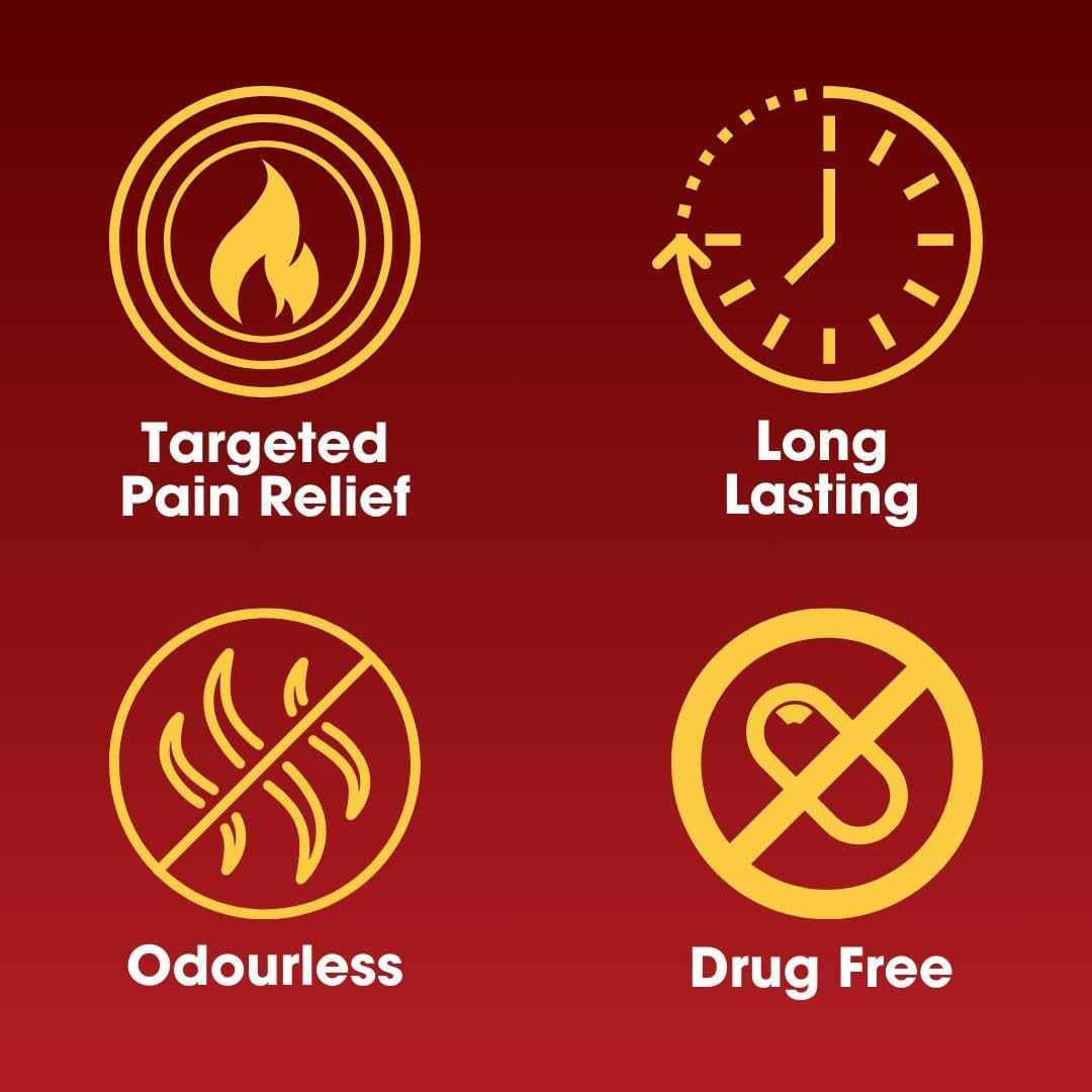 Pain Relief Heat Patch, Muscular Aches, Pains, Joint Stiffness (Pack of 4 Patches)