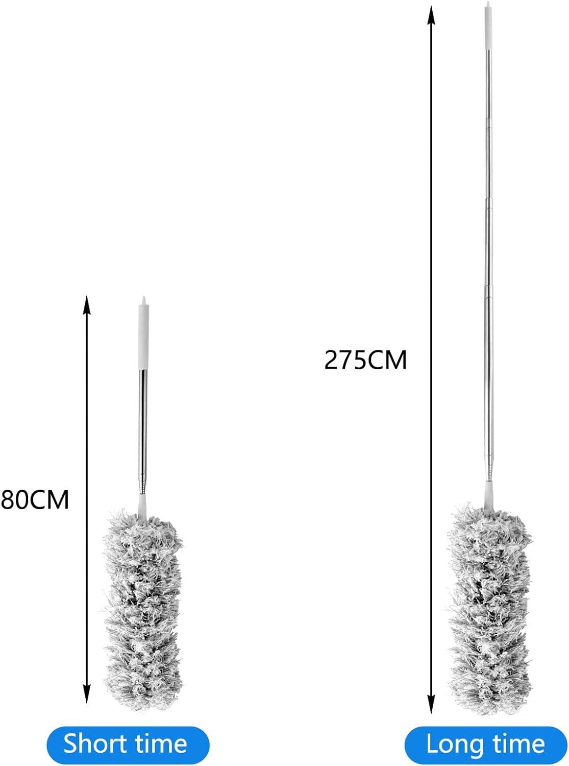Extendable Microfiber Duster Duster with 108" Telescoping Extension Pole No Scratch to Ceiling Washable Hand Duster for Cleaning High Ceiling Fans Blinds Cobweb Cars