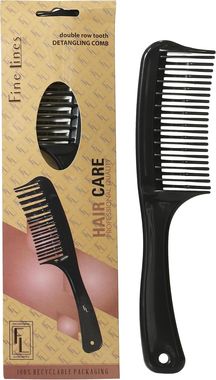 - Detangling Comb with Unique Intertwined Teeth - Hair Detangling and Shower Comb Great for Afro, Wet or Curly Hair, Thick Plastic Black Antistatic Comb