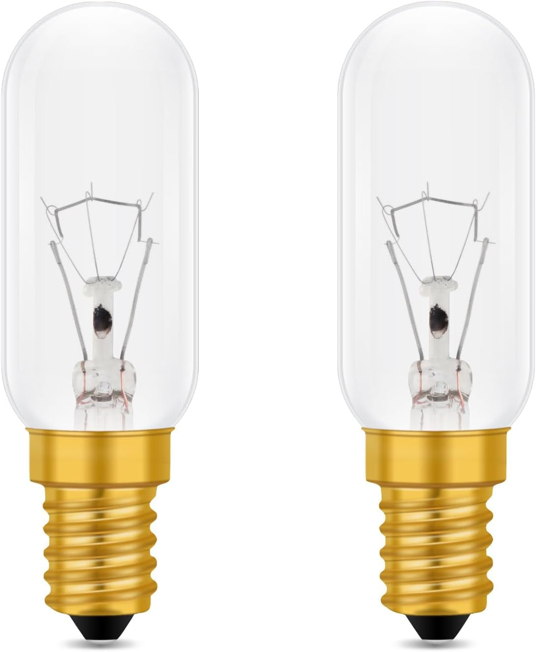 2 Pack Cooker Hood Bulbs, Dimmable E14 Small Edison Screw Bulb, Warm White 2700K, 350Lm, T25 Tubular Bulb for Extractor Fan, Sewing Machine, Refrigerator