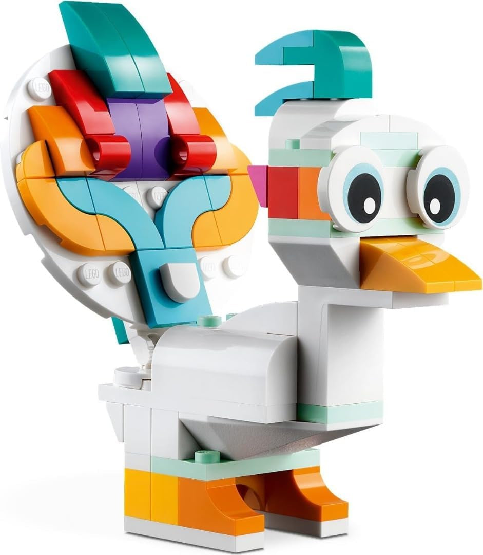 31140 Creator 3 in 1 Magical Unicorn Toy to Seahorse to Peacock, Rainbow Animal Figures, Unicorn Gift for Girls and Boys, Buildable Toys