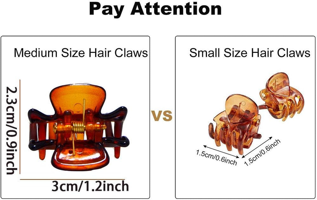 12 PCS Small Hair Clips Women Brown 1.2 Inches Medium Size Hair Claws Clip Hair Styling Butterfly Hair Clamp