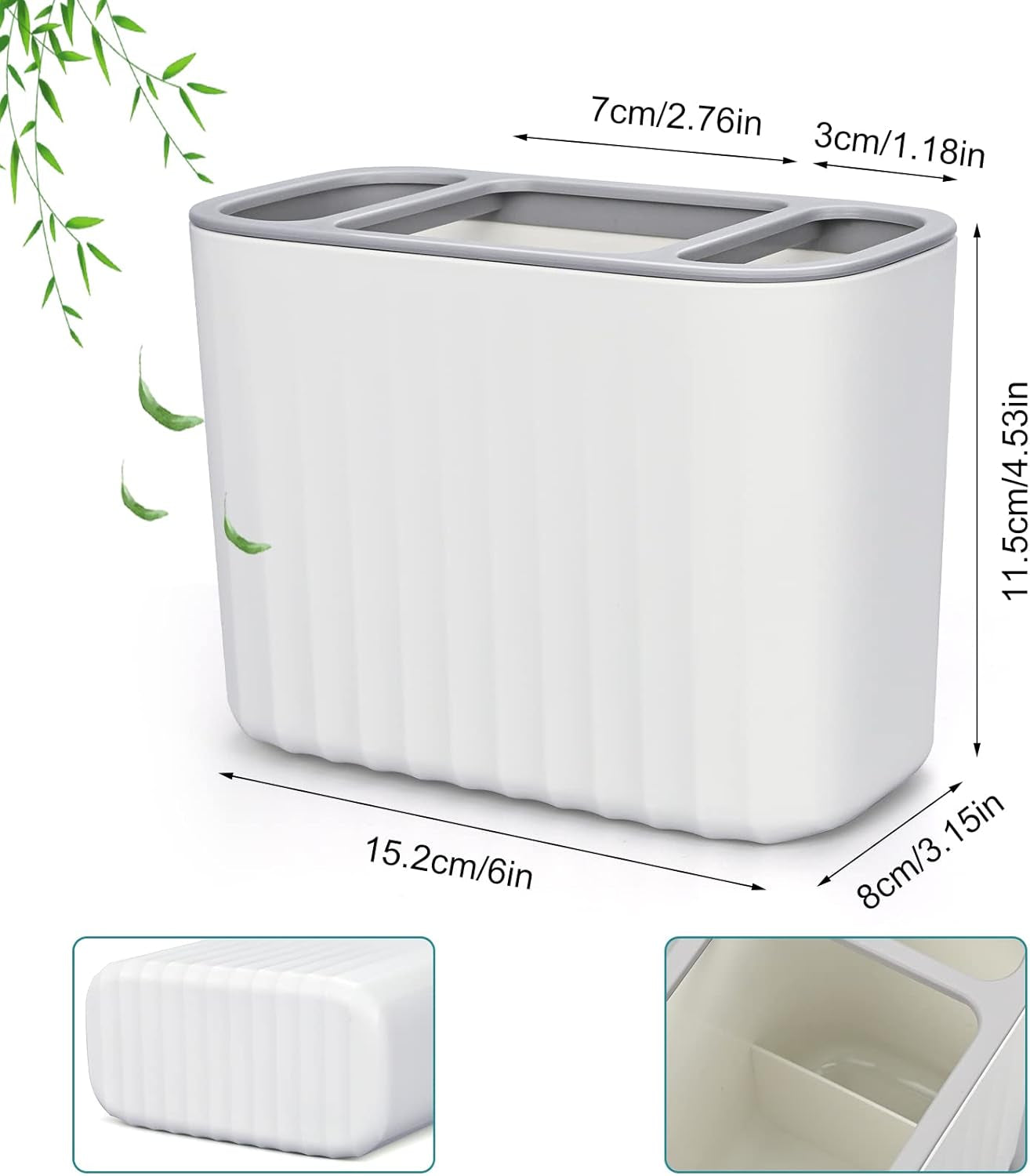 Toothbrush Holder, Multifunctional Electric Toothbrush Holder, Bathroom Easy-Store Toothbrush Caddy Toothpaste Razors Storage Organizer for Bathroom Countertop Vanity Counter Sink Organizer (White)