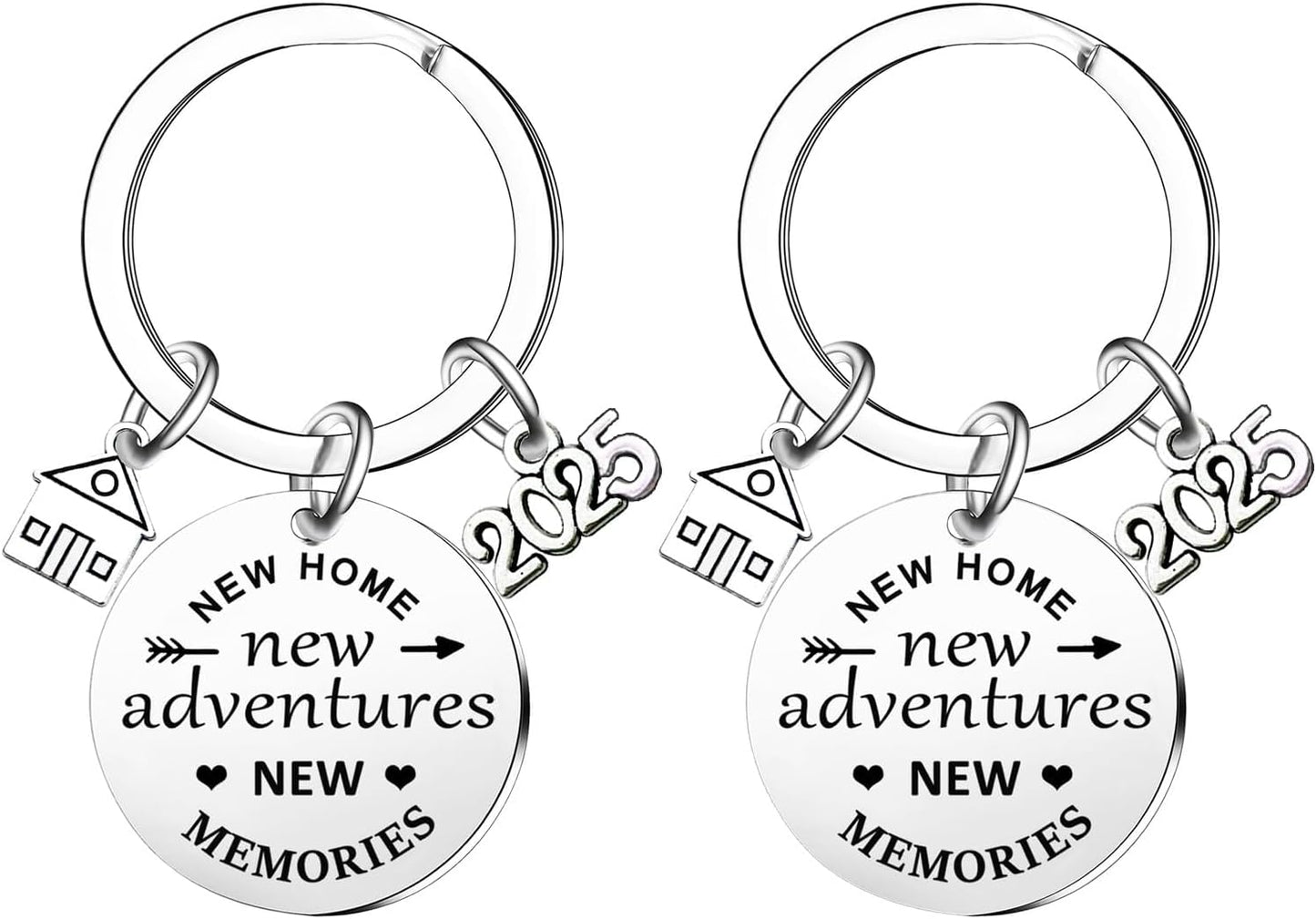 2Pcs New Home Keychains 2025 Housewarming Gift Keyrings New Home New Adventures Realtor Closing Gifts New House New Home Owners Keyring