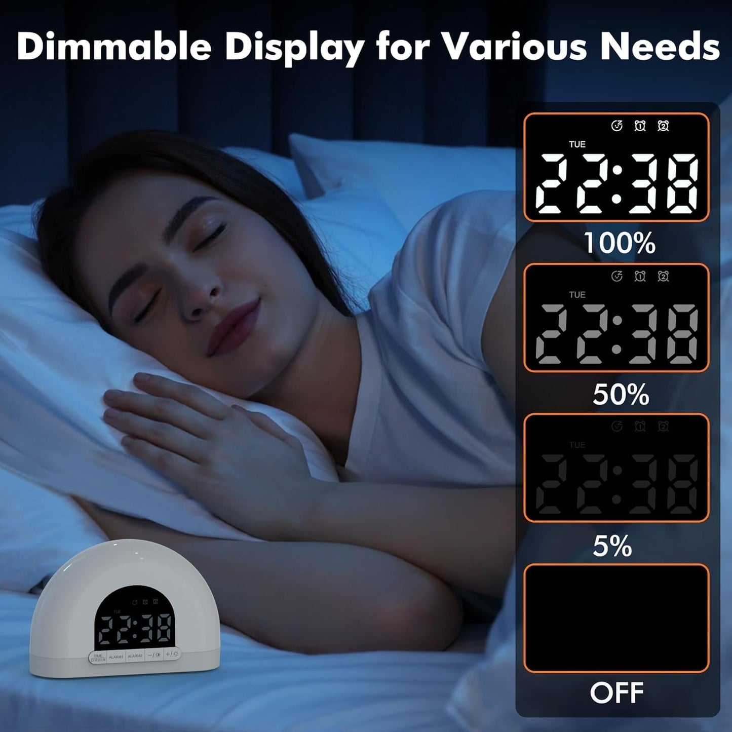 Sunrise Alarm Clock, Dimmable Digital Clock for Kids, Small Bedside Sunlight Lamp Colourful Night Light Clock, 7 Alarm Sounds, Dual Alarms, Natural Wake up Light for Boys Girls Teens Heavy Sleepers