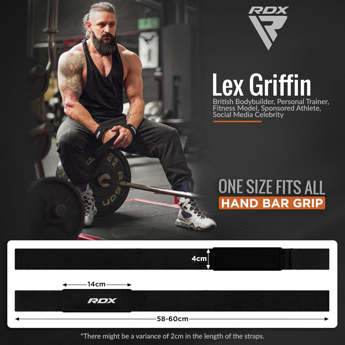 Weight Lifting Straps Deadlifting Powerlifting, 5MM Neoprene Wrist Support, anti Slip 60CM Hand Bar Grip, Heavy Duty Bodybuilding Weightlifting Workout, Soft Cotton, Strength Training Gym Fitness
