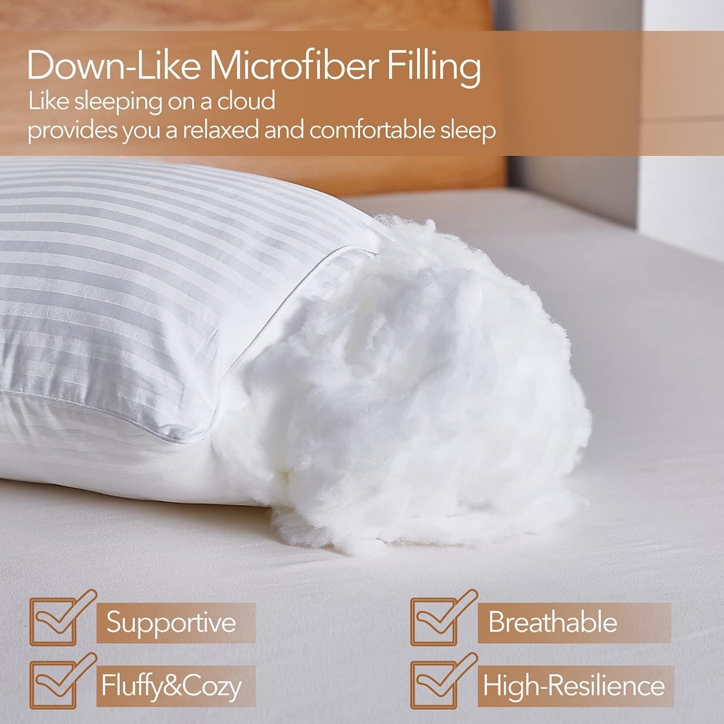 Pillows 4 Pack Hotel Quality Pillows Side Sleeper Bounce Back Bed Pillow Hypoallergenic & anti Dust Mite Resistant Premium Filled Hotel Pillows Pack of 4
