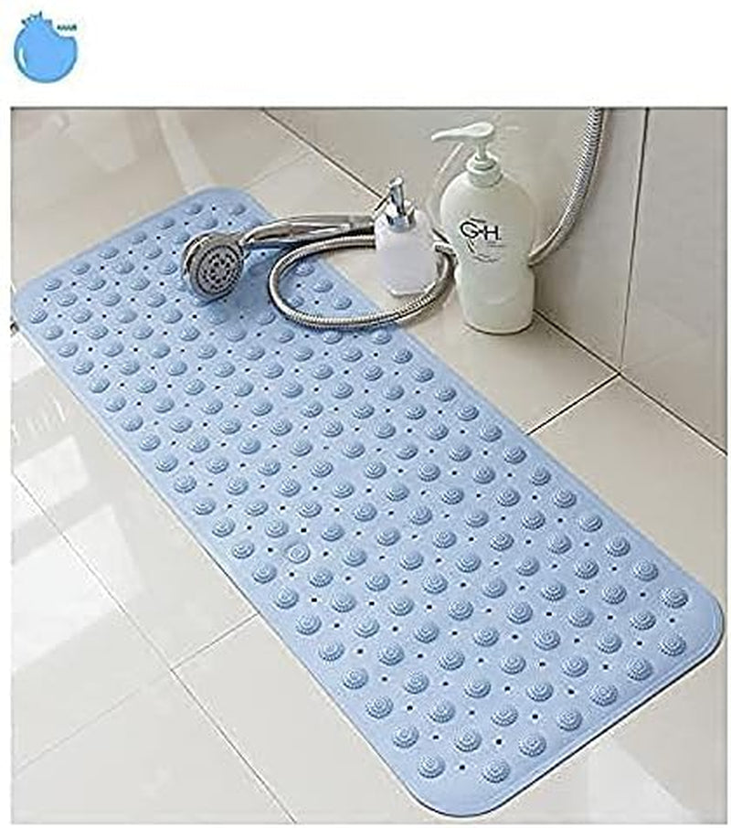 | Bath Mat Light Blue | Non Slip Bathroom Mat | Shower Mat with Suction Cups | Machine Washable | Latex Free | Extra Long 100 * 40 CM