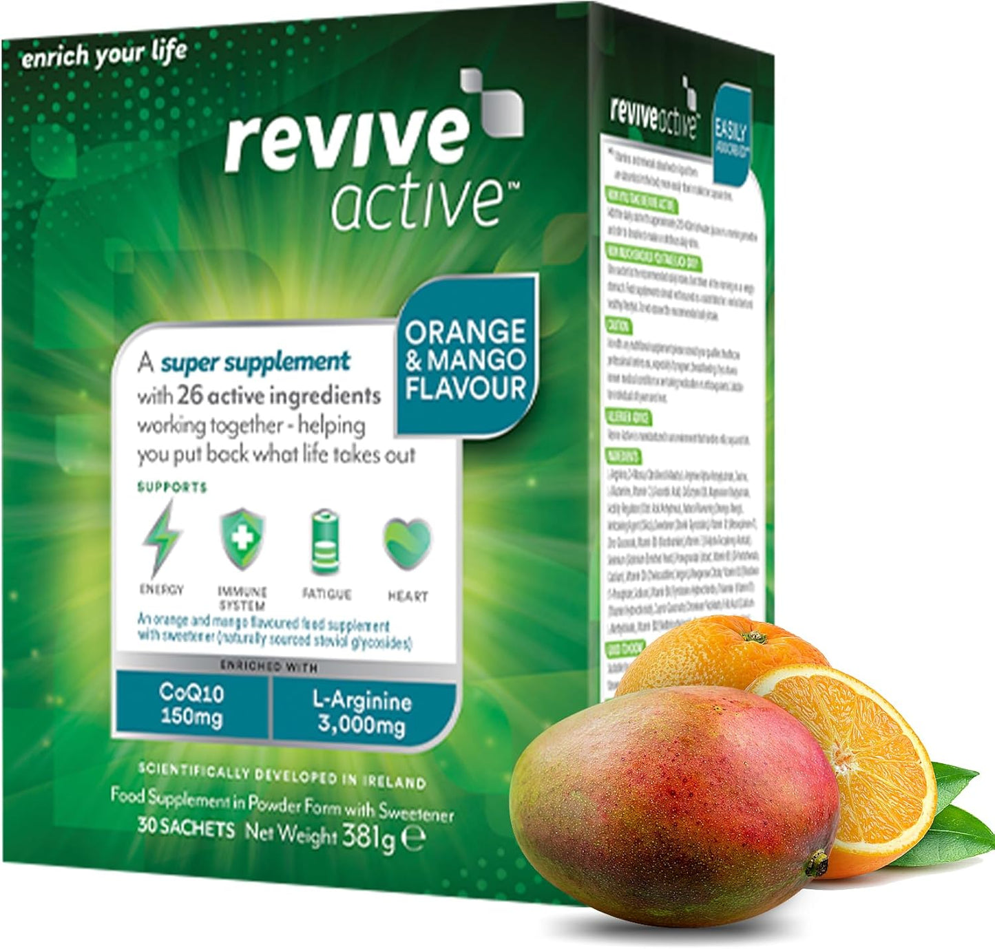 , Super Supplement - 26 Active Ingredients in 1 Daily Sachet – Vitamin C, D, K2, Coq10, L-Arginine - Supports Overall Health, Immune System & Fatigue Reduction - 30 Day Supply