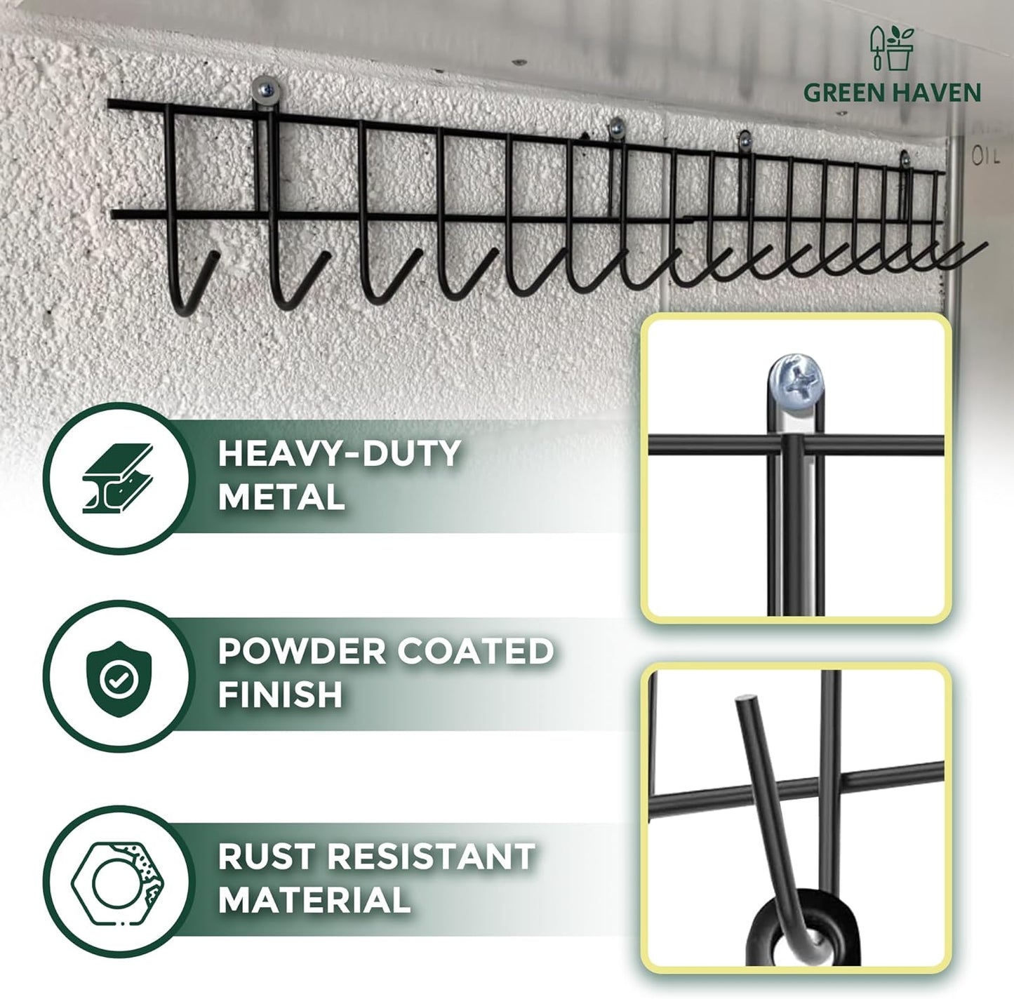 Garden Tool Storage Rack 160Cm - Heavy-Duty Metal Organiser for Shed Accessories, Rakes, Shovels & More – Space-Saving Tool Storage System for Sheds & Garages