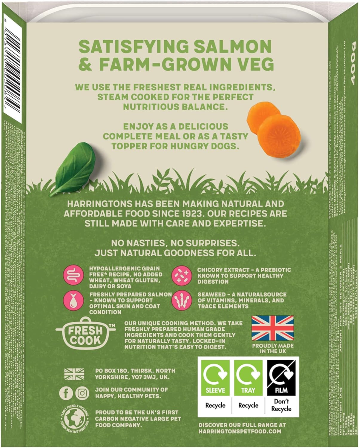 Complete Wet Tray Grain Free Hypoallergenic Adult Dog Food Salmon & Potato 8X400G - Made with All Natural Ingredients