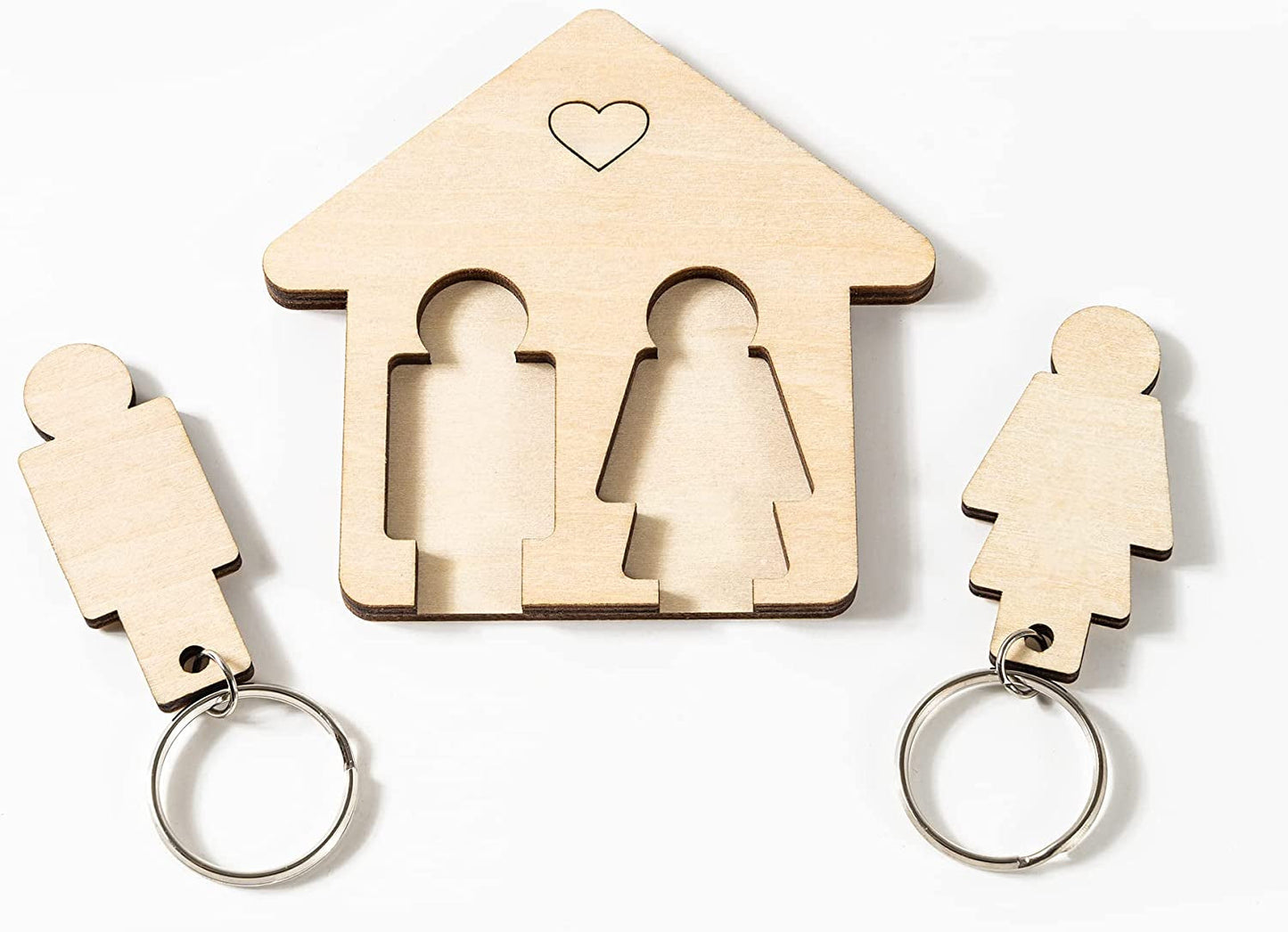 LAC Couples Keyrings - Couples Gifts for His and Hers - House Warming Gifts New Home Accessories - Wooden Key Holder