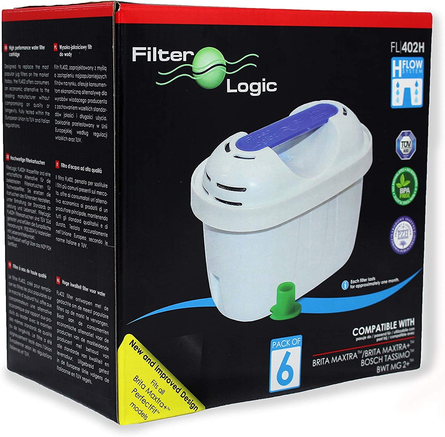 Universal 6 Pack Filter Cartridges Compatible with Brita Maxtra & Plus+ Water Jugs, White, Fits -Marella-Elemaris-Bosch Tassimo & Kettles