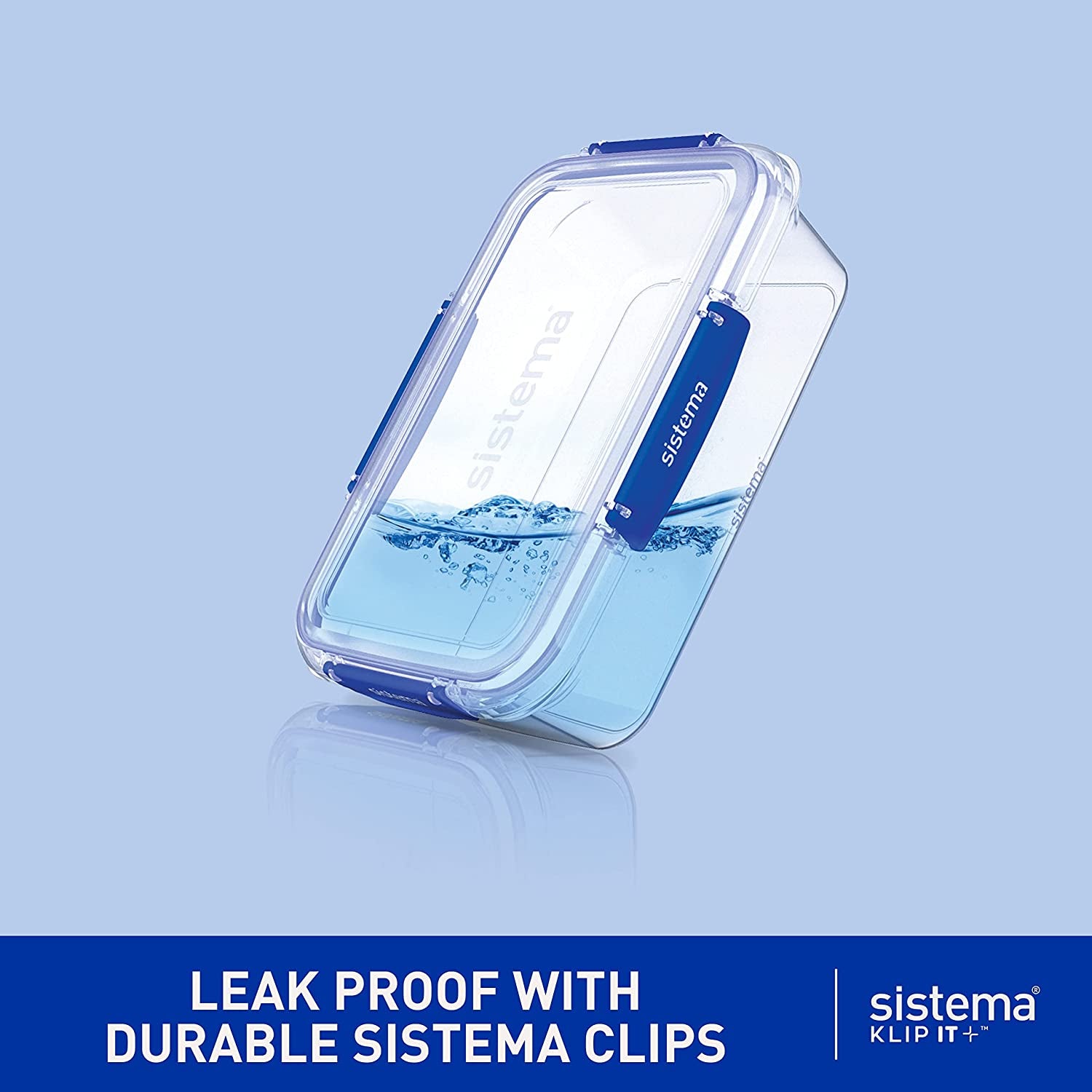 KLIP IT plus Leakproof Food Storage Containers | 2.2 L | Airtight, Stackable & Nestable Meal Prep Containers with Lids | School Lunch Boxes | Bpa-Free | 3 Count, Blue