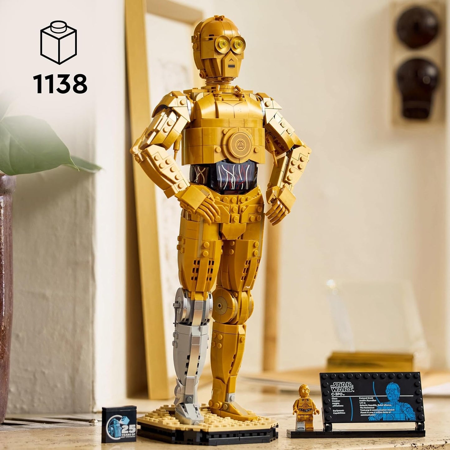 Star Wars C-3PO Droid Figure Building Set, Collectible Model Kit for Adults to Build with Character Minifigure and Display Stand, Nostalgic Gift Idea for Men, Women, Him, Her & Fans 75398