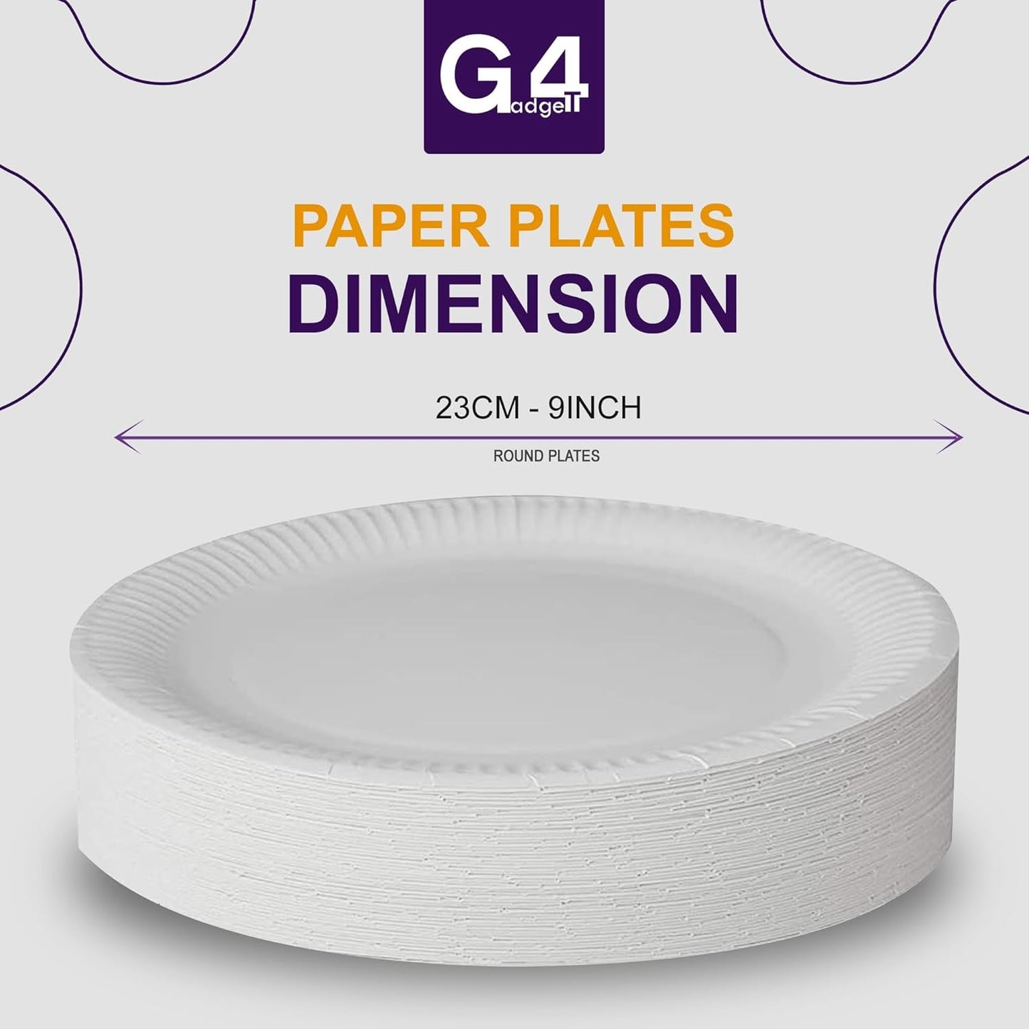 100 Paper Plates 23Cm - 9Inch Paper Plates, Disposable Plates, Party Plates