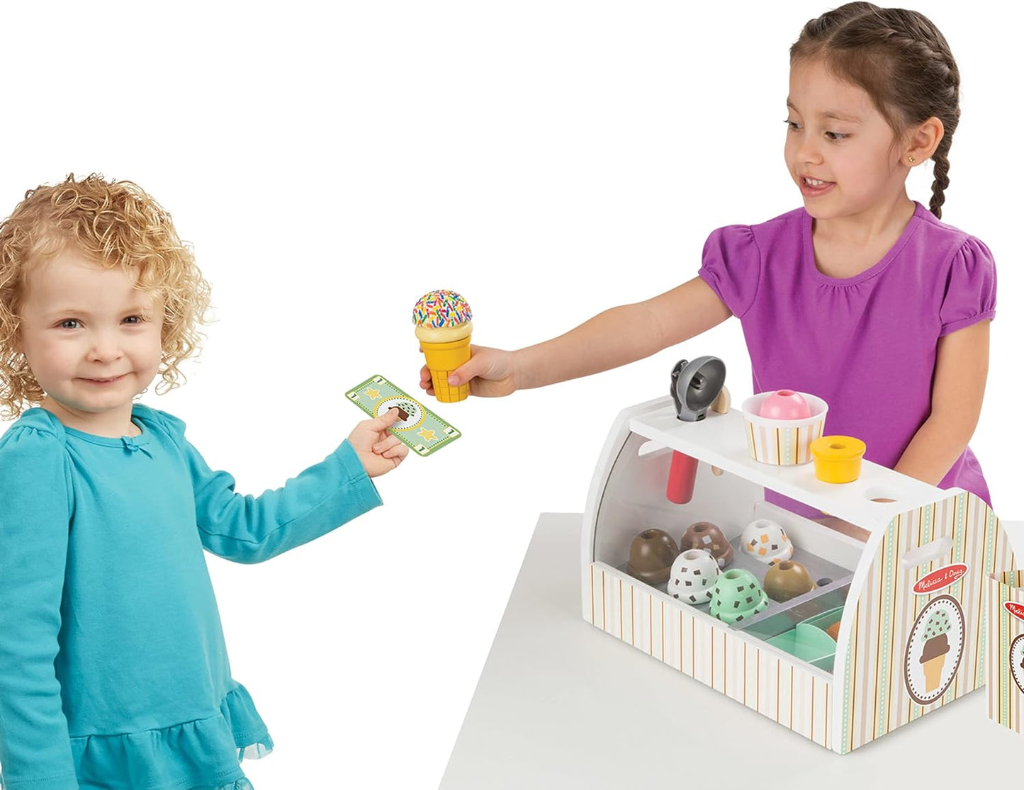 Wooden Ice Cream Toy Shop, Ice Cream Toy, Wooden Play Food Sets for Children, Wooden Food Toys & Play Kitchen Accessories, Play Food & Kitchen Toys, Gift for 3 Year Old Boy or Girl