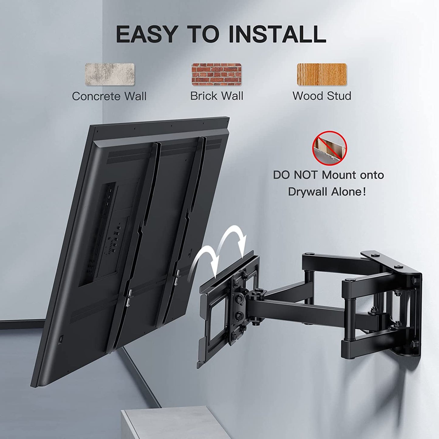 TV Wall Bracket, Swivel Tilt TV Wall Mount for 26-65 Inch Flat & Curved TV up to 45Kg, TV Bracket Max VESA 400X400Mm