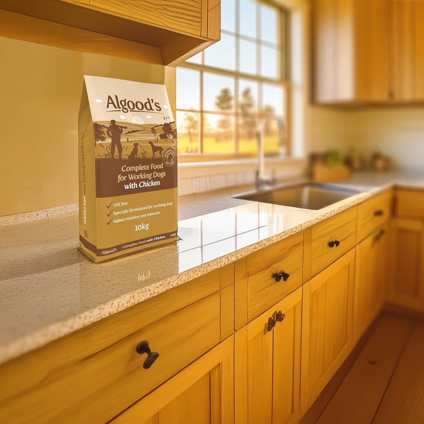 Algoods Complete Dry Dog Food with Chicken 10Kg, High Protein Dog Food Dry for Working Dogs, Dog Biscuits for Large and Small Breeds