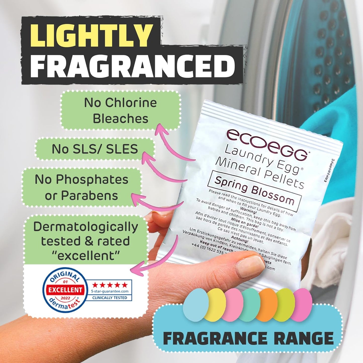 Laundry Egg Refill Pellets | Detergent and Fabric Softener Replacement | Non Bio and No Enzymes, Chlorine Bleaches, Phosphates, Parabens, SLS/SLES or Palm Oil | 50 Washes | Spring Blossom