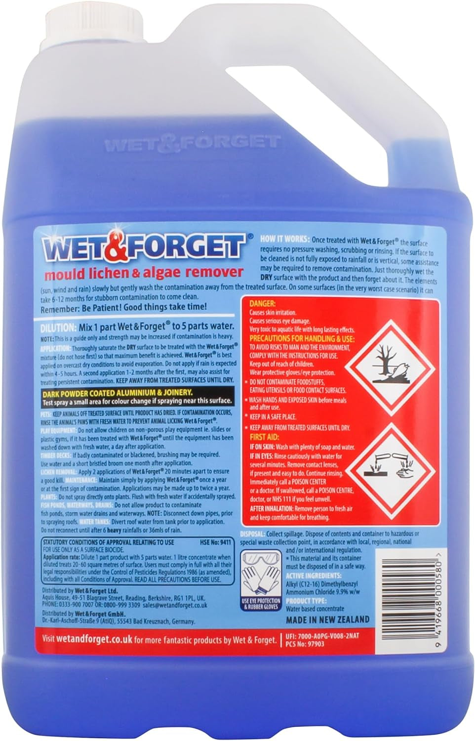 Mould, Lichen & Algae Remover, Outdoor Cleaning Solution, Black Mould Remover, Bleach Free, 5 Litre