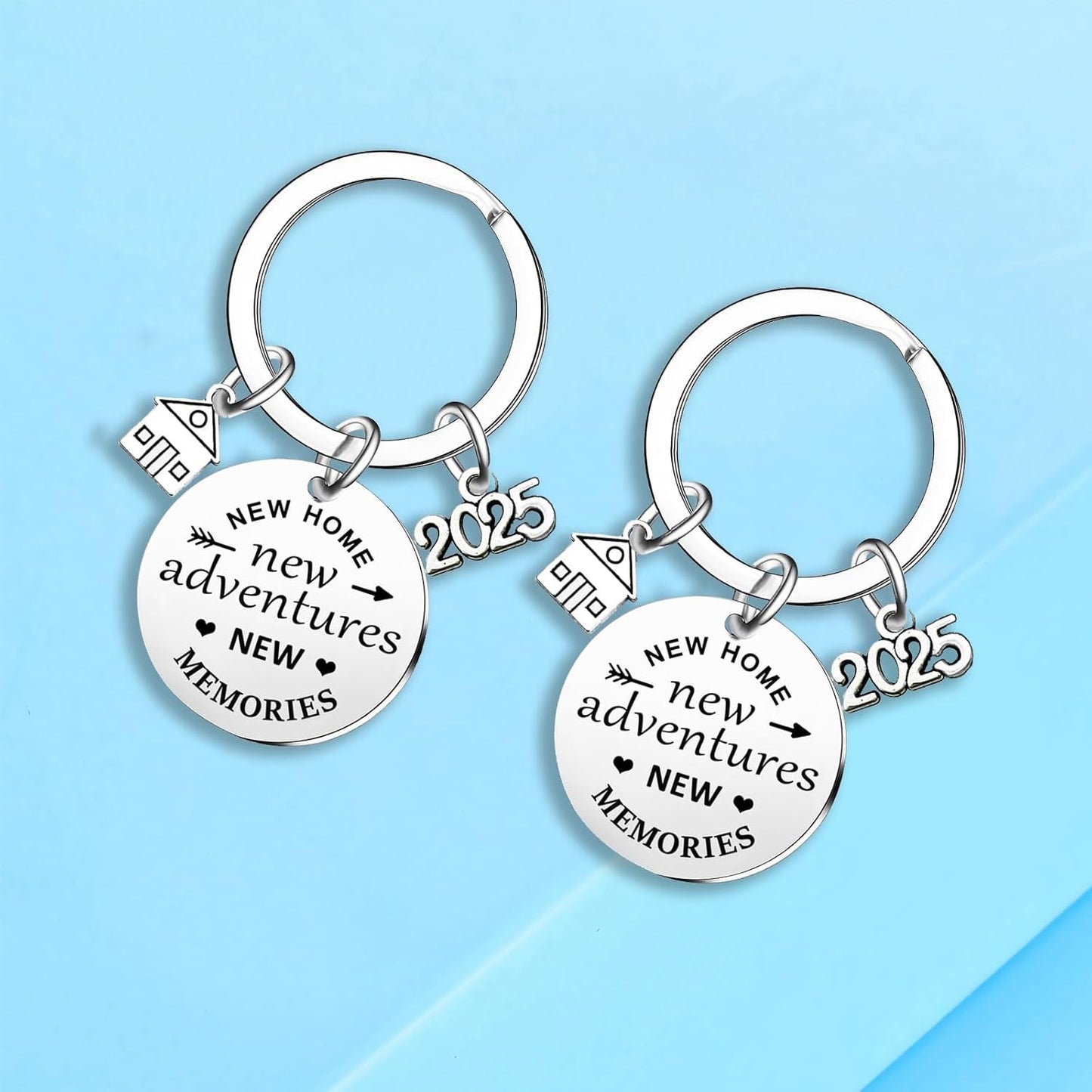 2Pcs New Home Keychains 2025 Housewarming Gift Keyrings New Home New Adventures Realtor Closing Gifts New House New Home Owners Keyring