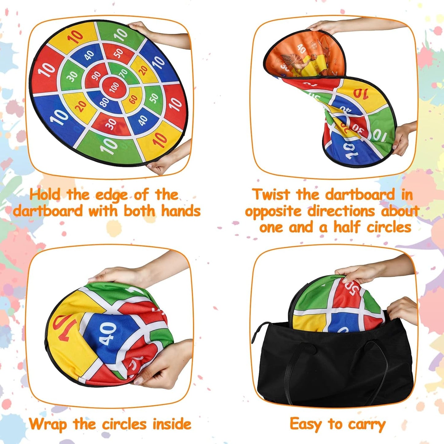 26 Inches Kids Dart Board Set, Dart Board for Kids, Double Sided with 12 Sticky Balls, Indoor Outdoor Party Games Toys for 3 4 5 6 7 8 9 10 11 12 Year Old Boy Girl and Adult