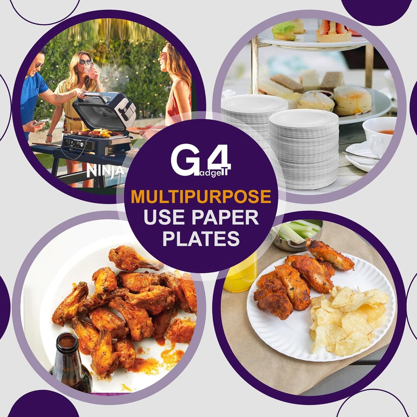 100 Paper Plates 23Cm - 9Inch Paper Plates, Disposable Plates, Party Plates