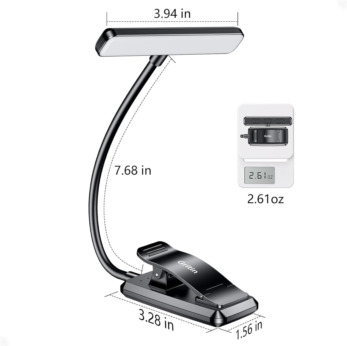 19 LED Book Light, Reading Light Book Lamp for Reading at Night with Memory Function, 3 Eye-Protecting Modes -Stepless Dimming, Long Battery Life, 360° Flexible Lamp for Bed,Tablet
