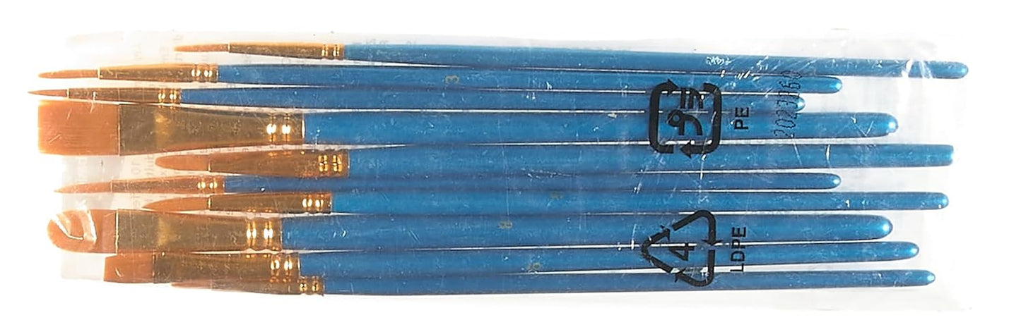 Art Paint Brush Set, Different Sizes for Artists, Adults & Kids, 10 Count, Blue